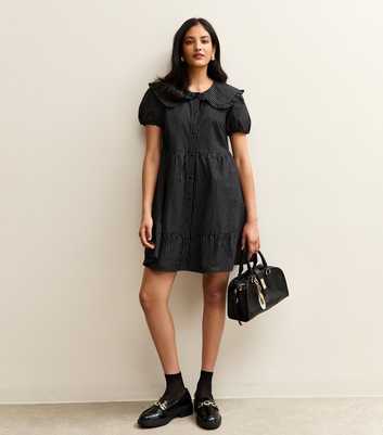 Black Striped Smock Mini Dress