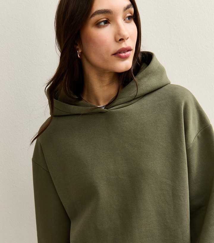 Khaki Relaxed Drop Shoulder Hoodie