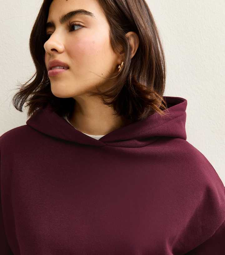 Burgundy Relaxed Drop Shoulder Hoodie