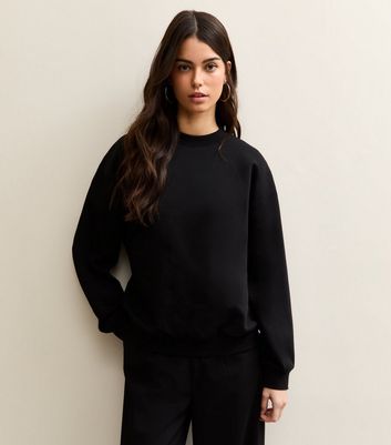 Black Relaxed Fit Crew Neck Sweatshirt | New Look