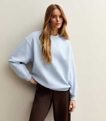 Light Blue Relaxed Fit Crew Neck Sweatshirt
