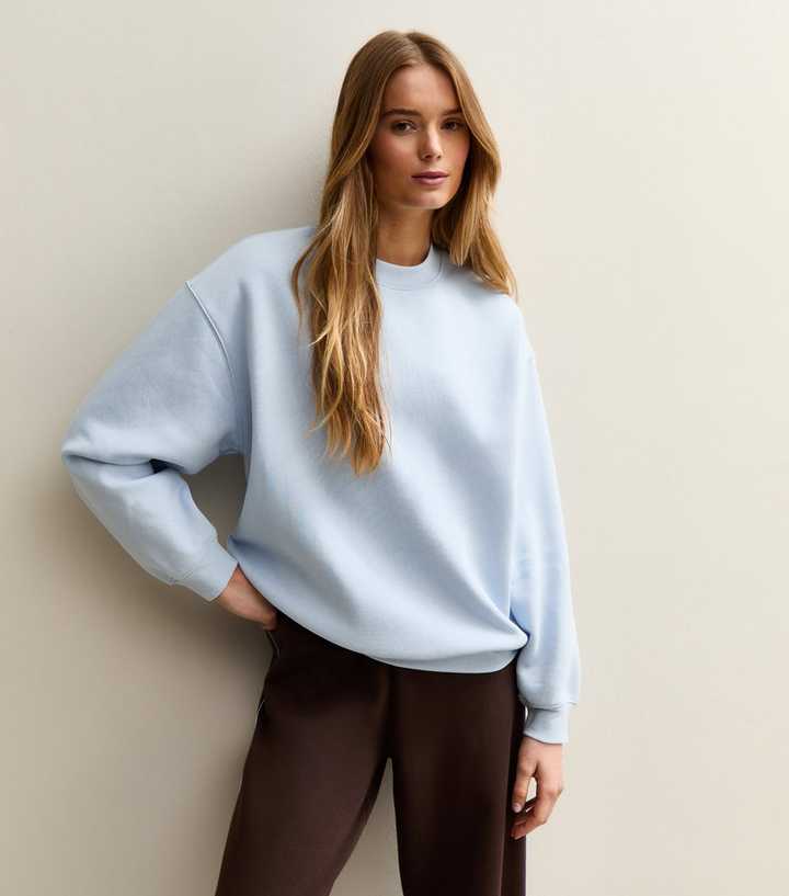 Light Blue Relaxed Fit Crew Neck Sweatshirt