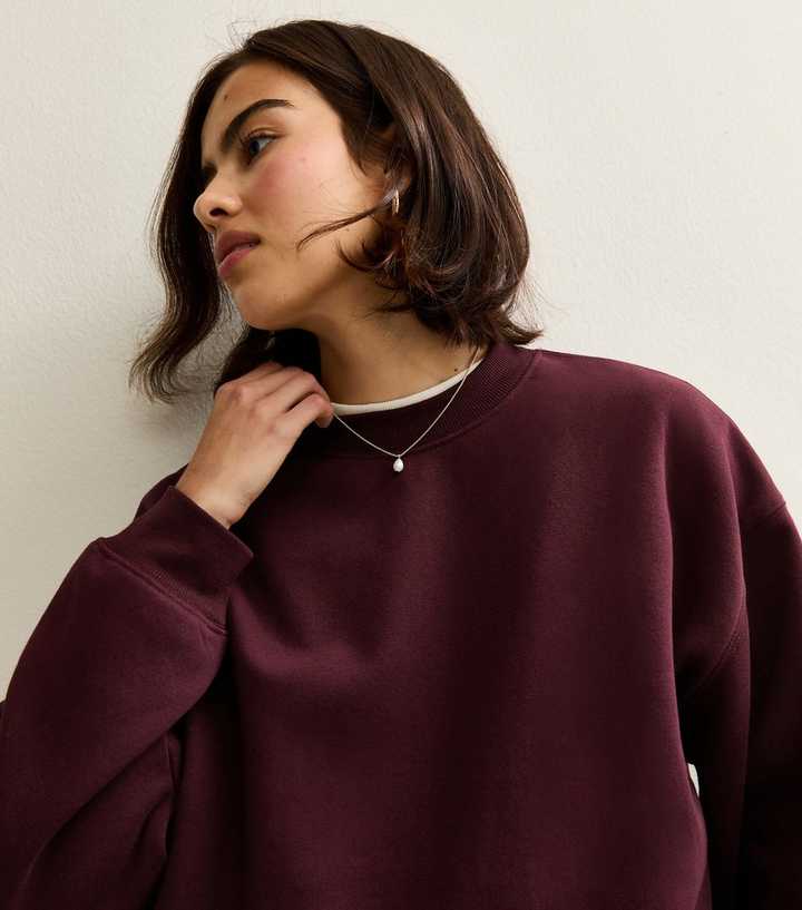 Burgundy Relaxed Fit Crew Neck Sweatshirt