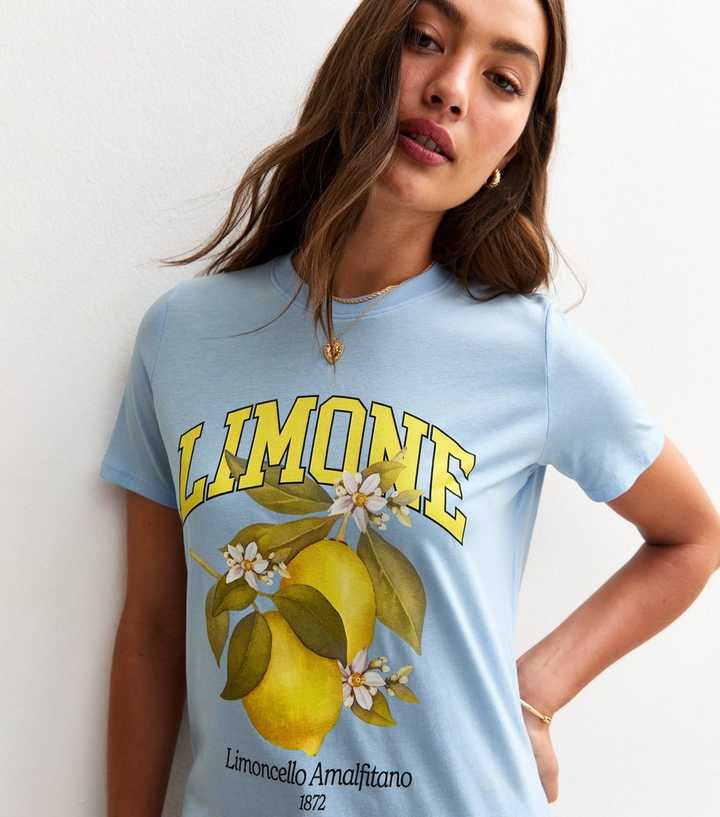 Blue Lemon Print T-Shirt