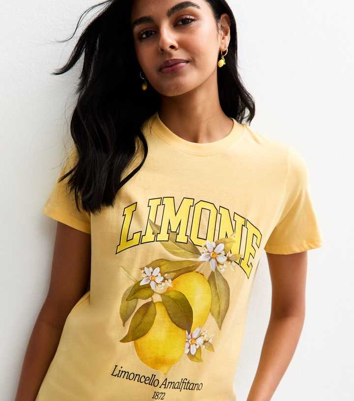 Light Yellow Lemon Print T-Shirt
