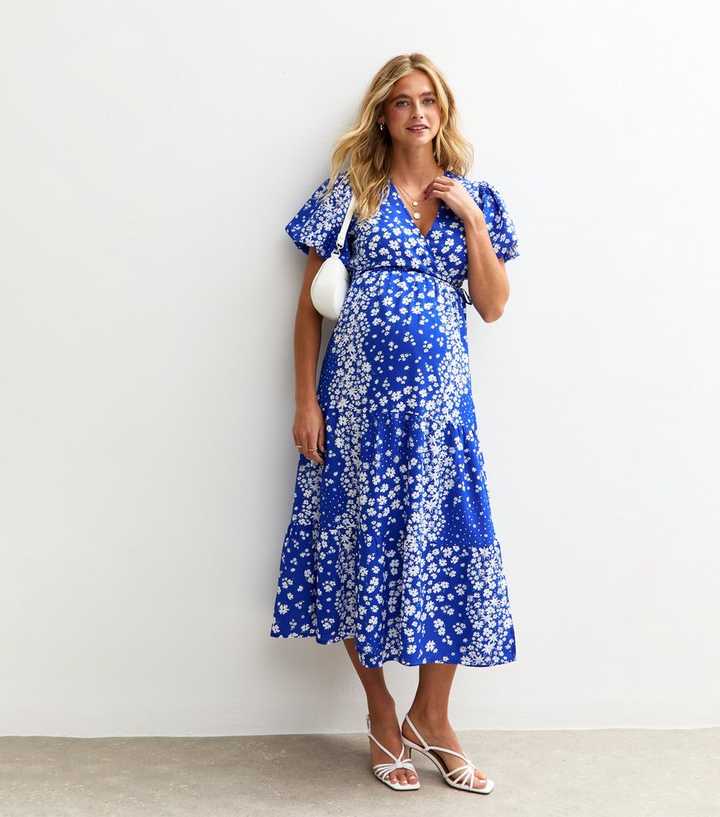 princess polly baby blue dress BUMP IT UP MATERNITY Plus Size Navy Blue Soft Cotton Pocket Midi Swing Dress
