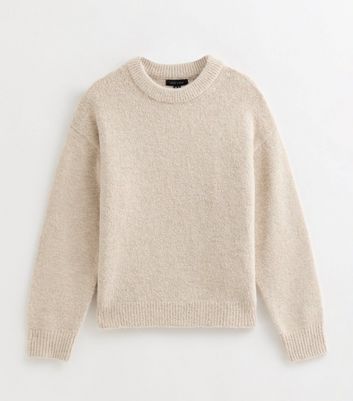Cream Crew Neck Oversized Textured Knit Jumper | New Look