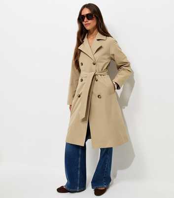 Petite Stone Double Breasted Trench Coat