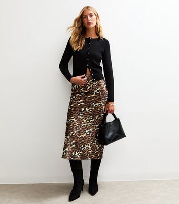 mid length leopard skirts tall