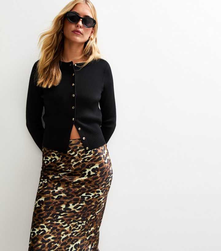 Jupe Midi Kitri Taille 12 - Motif Animal Marron, Coupe A-line, 100% Polyester