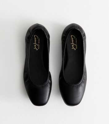 Black Faux Leather Scrunch Ballet Flats