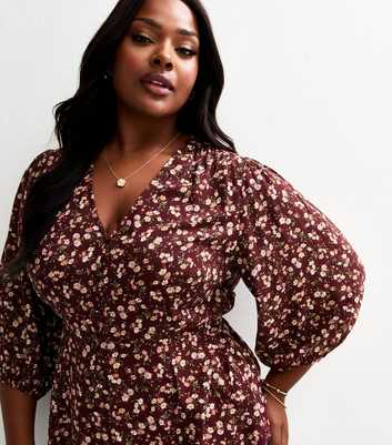 Curves Red Floral Print Blouse