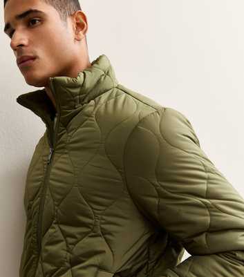 Light Khaki Regular Fit Funnel Neck Quilted Puffer Jacket