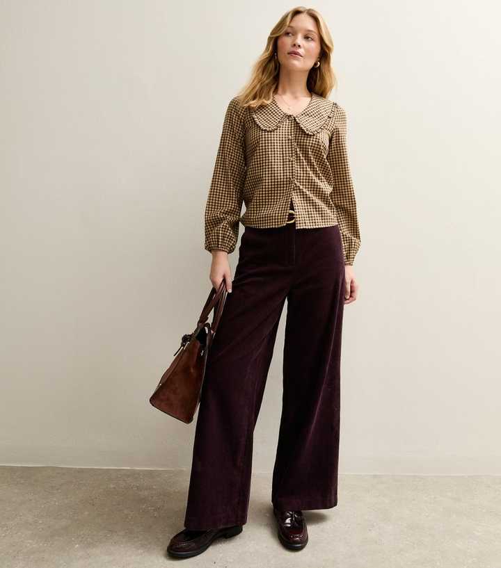 Burgundy Corduroy Wide Leg Trousers