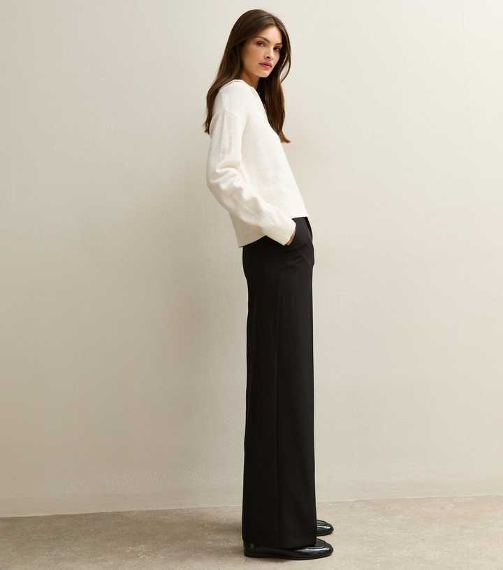 Tall Black Pull On Wide Leg Trousers