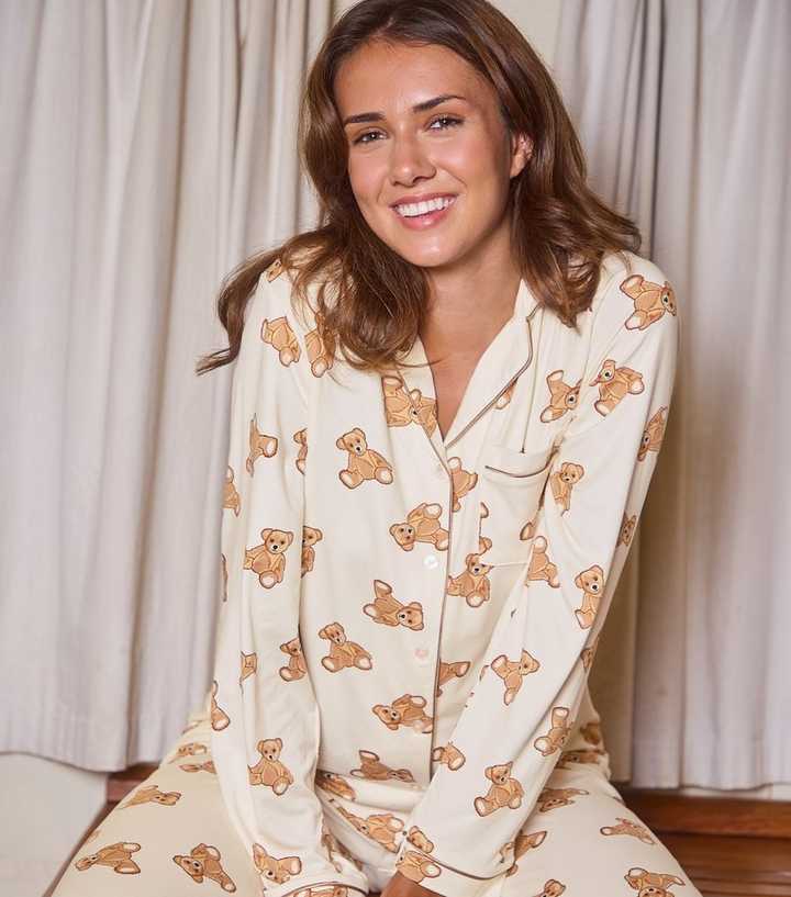 Loungeable Cream Teddy Bear Pyjama Set