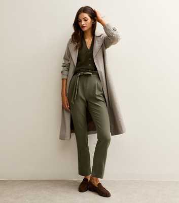 Tall Khaki Paperbag Waist Trousers