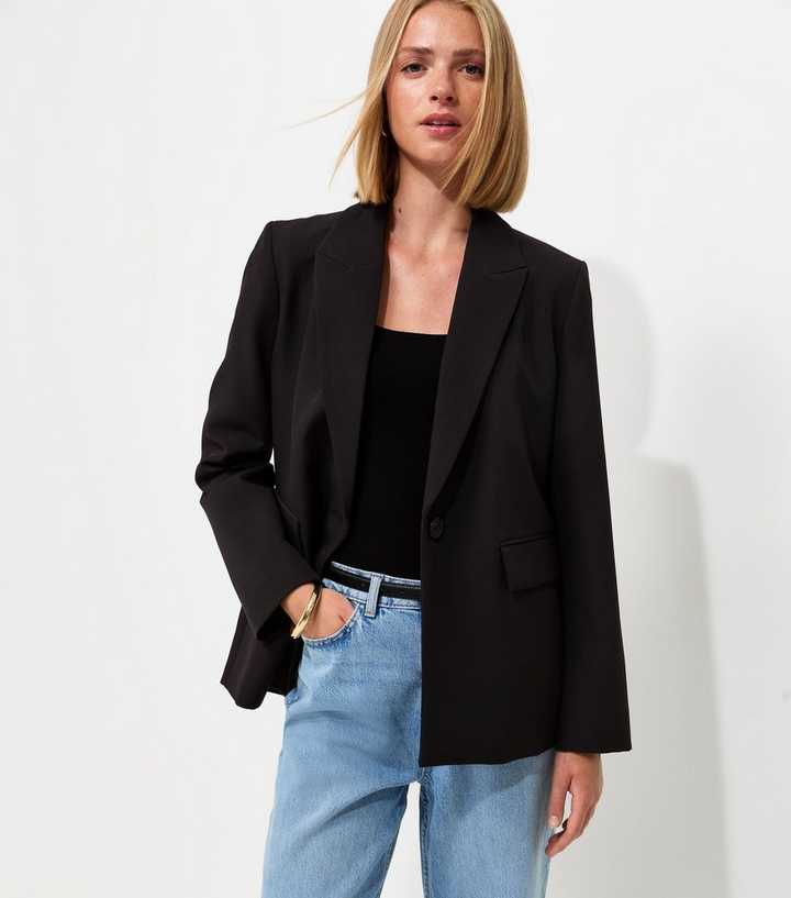 Black Single Breasted Blazer Jacket
