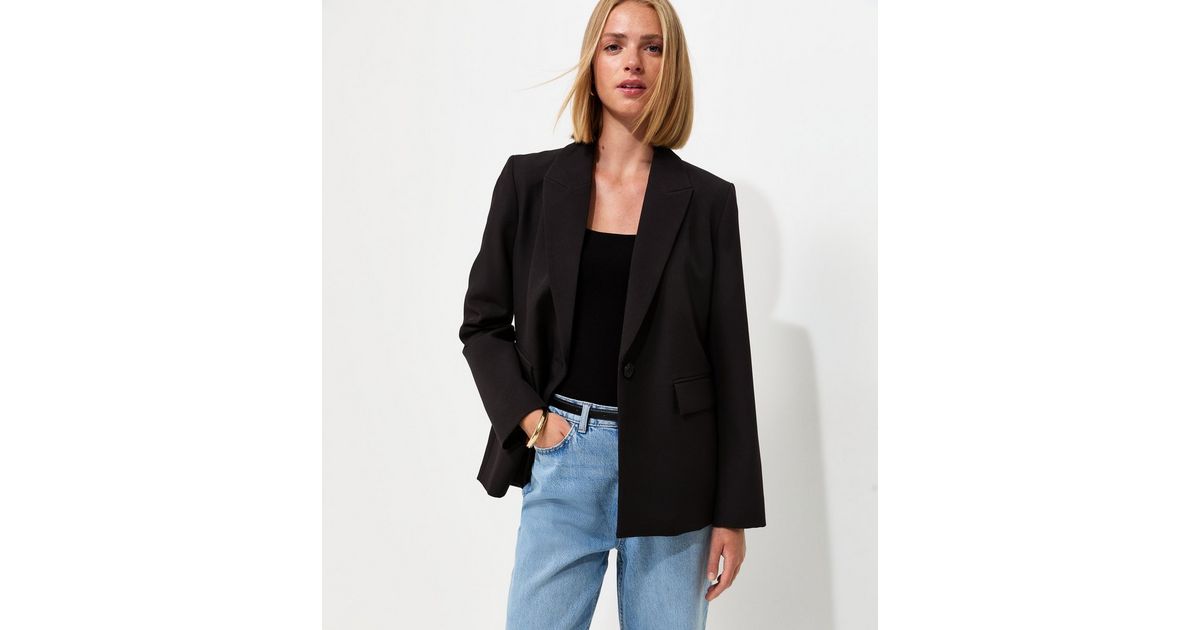 Black Single Breasted Blazer Jacket
