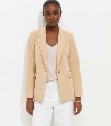 Camel Single Breasted Blazer Jacket