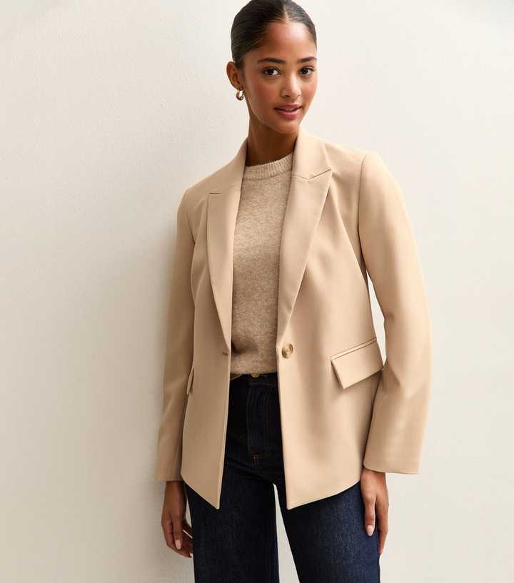 Camel Single Breasted Blazer Jacket