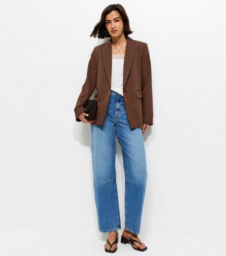 Dark Brown Single Breasted Blazer Jacket