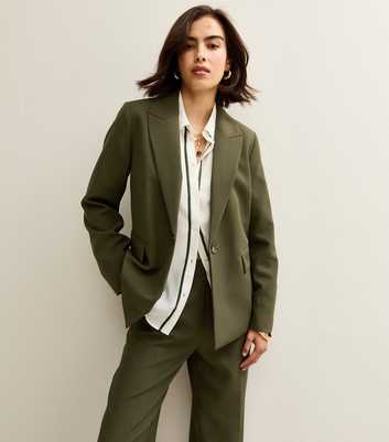 Khaki Single Breasted Blazer Jacket