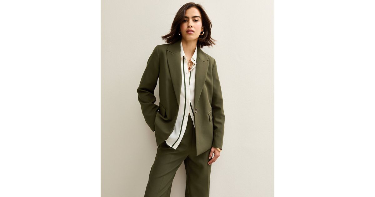 Khaki Single Breasted Blazer Jacket