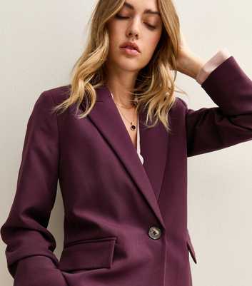 Burgundy Single Breasted Blazer Jacket
