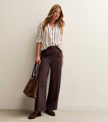 Brown Pull On Wide Leg Trousers