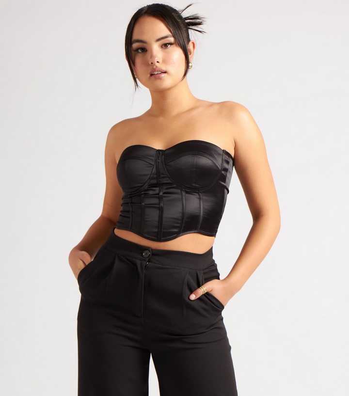 Urban Bliss Black Satin Corset Top