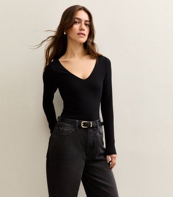 Vajolet Women's Wide Shoulder Bodysuit - Soft Stretchy Cotton - Black Or White - Art 5395