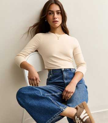 Petite Cream Crew Neck Long Sleeve Top
