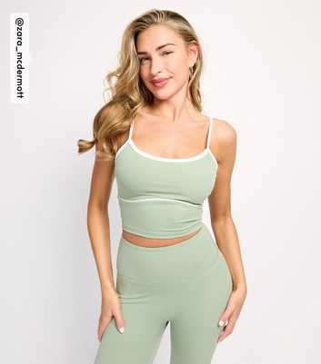 Rise by Zara McDermott Green Contrast Trim Crop Top