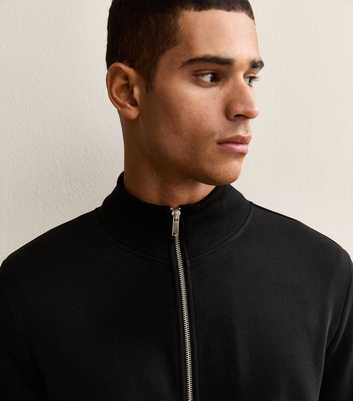 Black Zip Up High Neck Sweatshirt