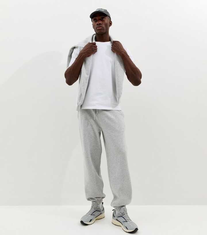 Grey Marl Oversized Cuffed Ankle Joggers