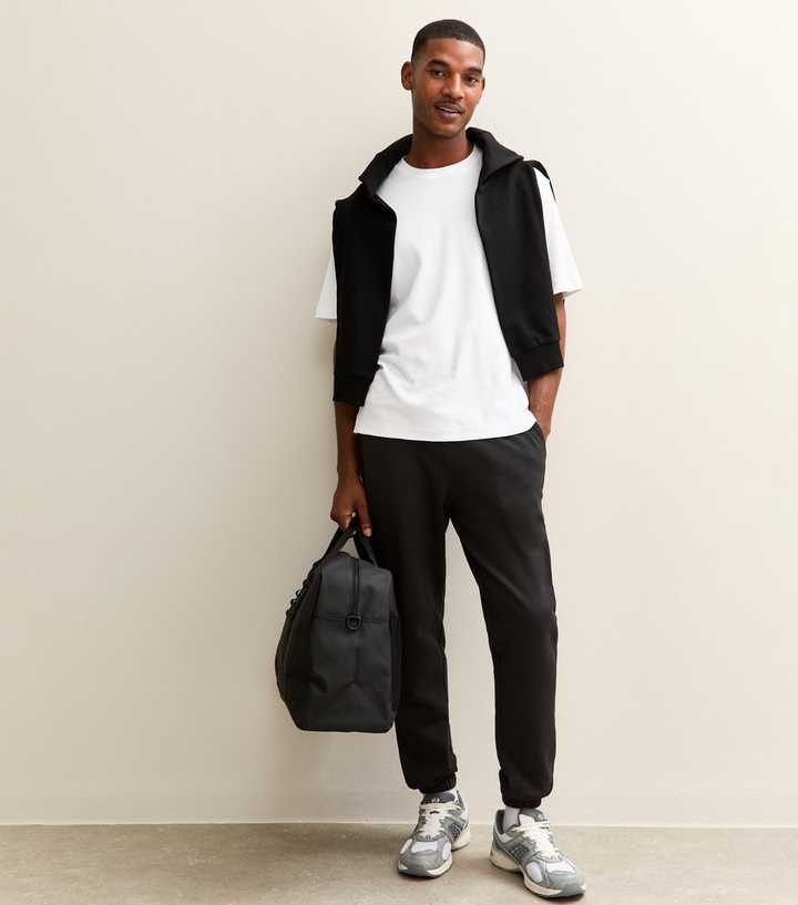 Black Regular Drawstring Waist Joggers