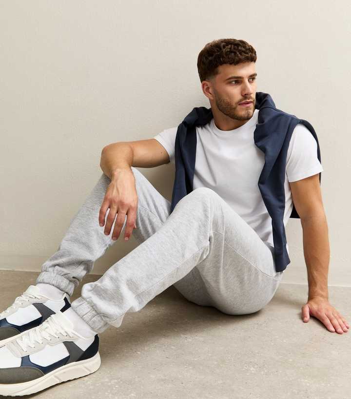 Grey Marl Regular Drawstring Waist Joggers