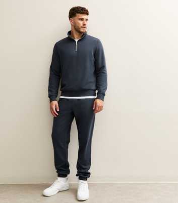 Navy Blue Regular Drawstring Waist Joggers
