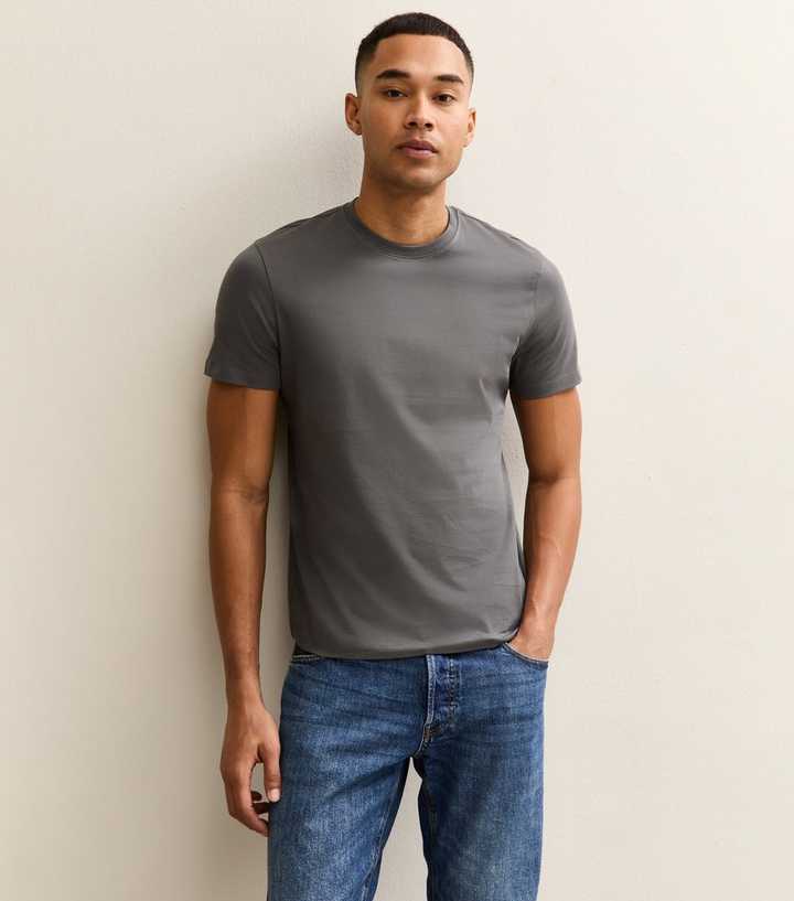 Mid Grey Regular Crew Neck Jersey T-Shirt