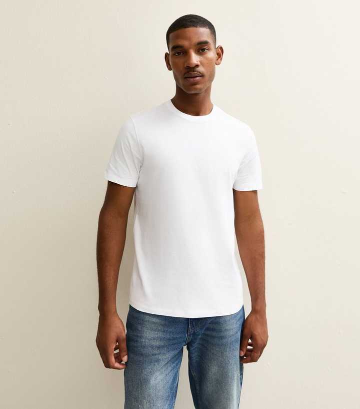 White Regular Crew Neck Jersey T-Shirt
