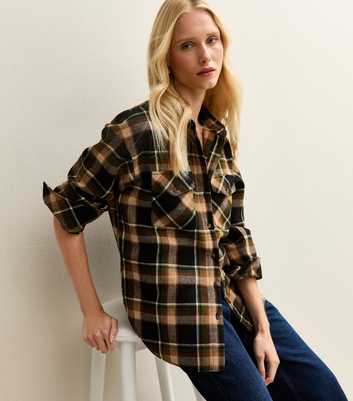 Brown Checked Brushed Shirt