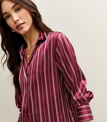 Red Satin Striped Shirt