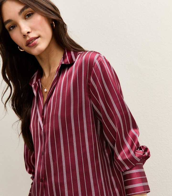Red Satin Striped Shirt