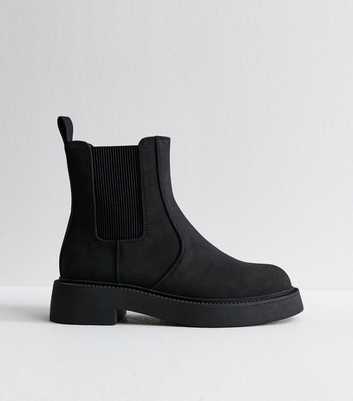 Black Faux Suede Ankle Boots