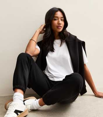 Petite Black Jersey Cuffed Joggers