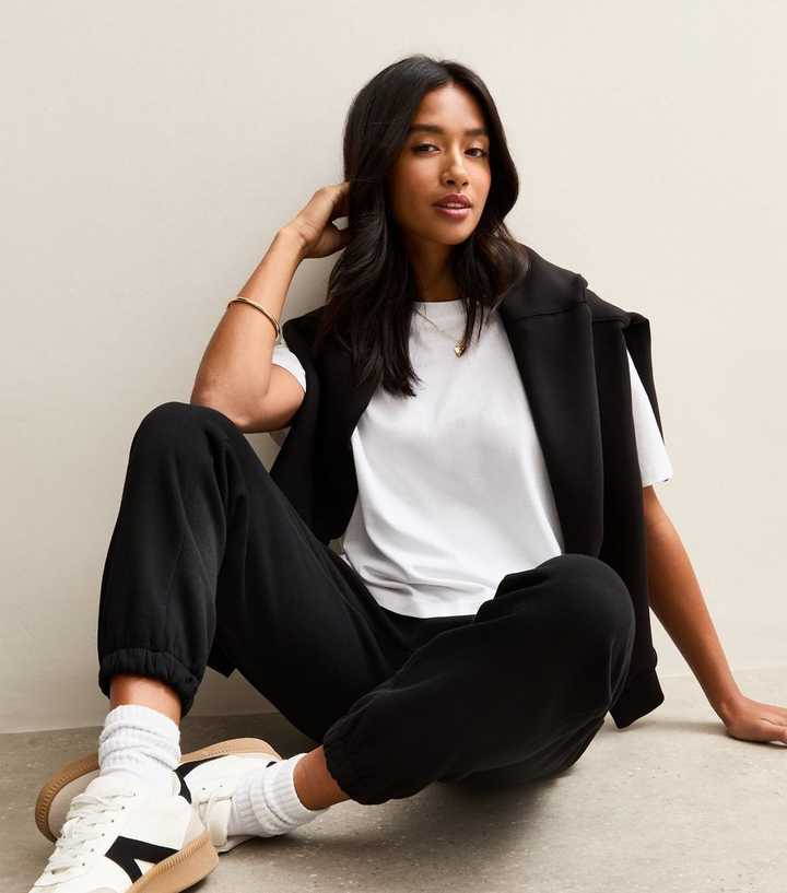 Petite Black Jersey Cuffed Joggers