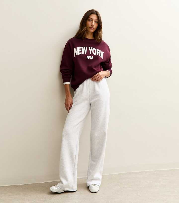Tall Grey Marl Jersey Wide Leg Joggers