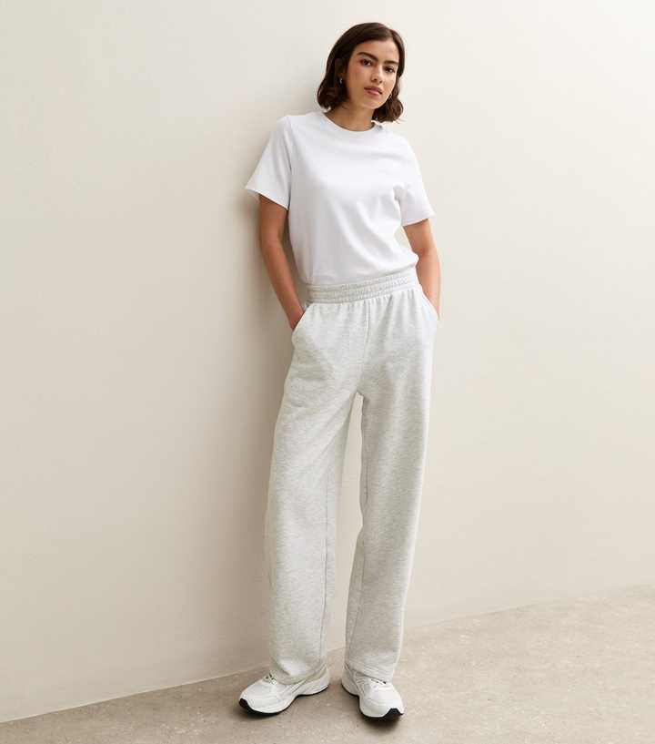 Light Grey Tapered Wide Leg Joggers