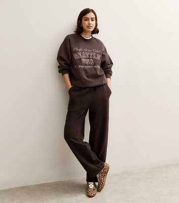 Dark Brown Tapered Wide Leg Joggers